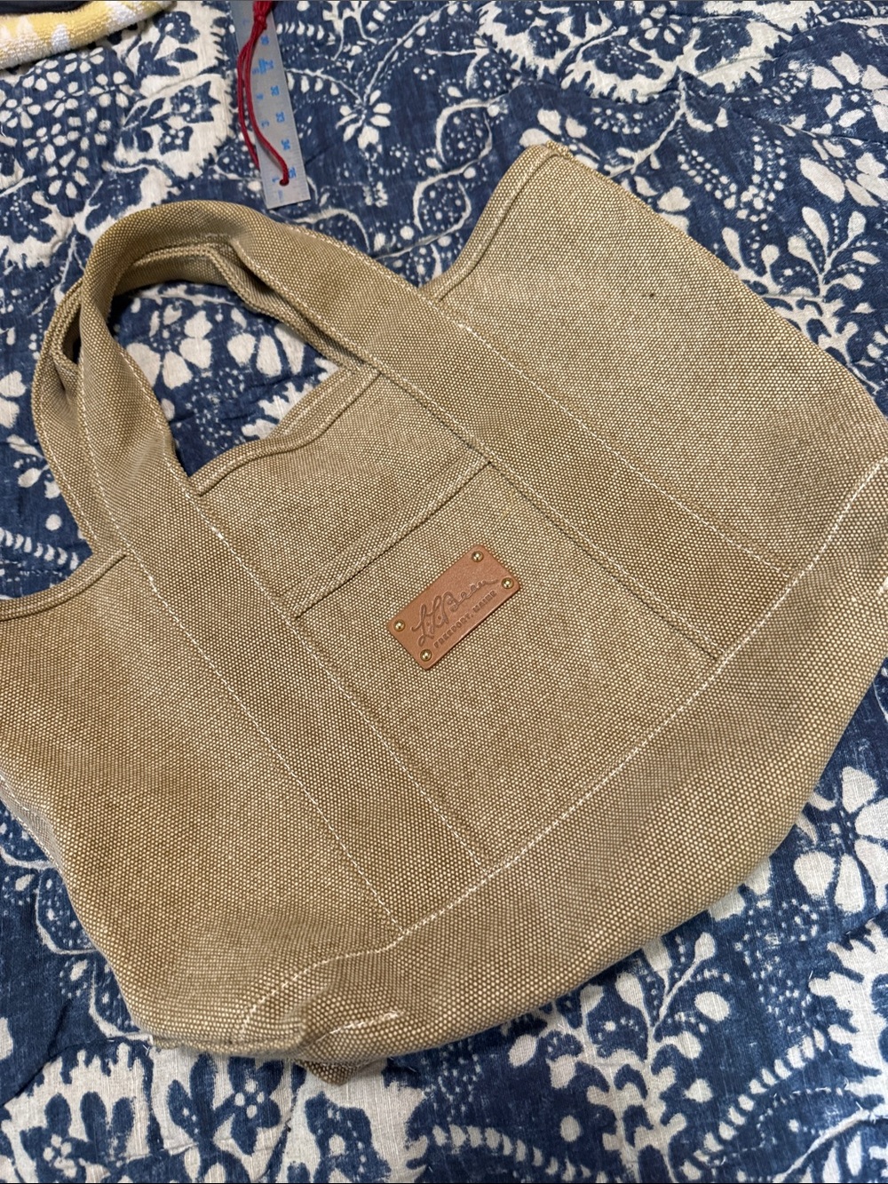 LL bean Tote in Tan Canvas with Leather Patch
